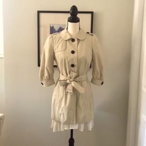 3/4 sleeves trench coat with belt